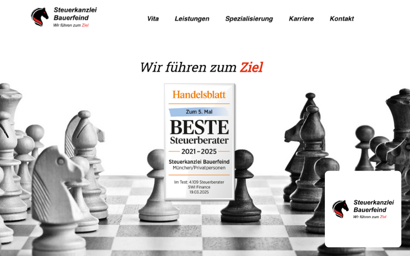 Webdesign München Referenz Steuerkanzlei Bauerfeind