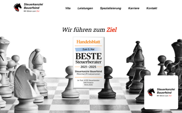 Webdesign München Referenz Steuerkanzlei Bauerfeind